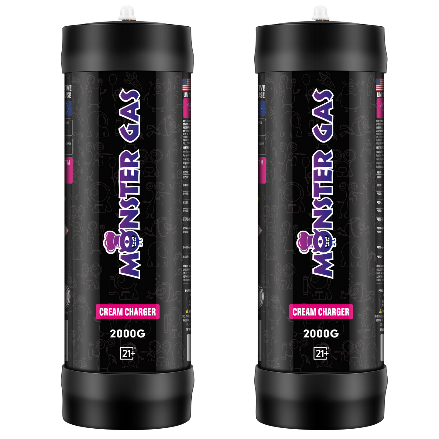 MONSTER GAS 3.3L N2O Whipped Cream Chargers, 2000G Whip Cream Charger, Nitrous Oxide Tank
