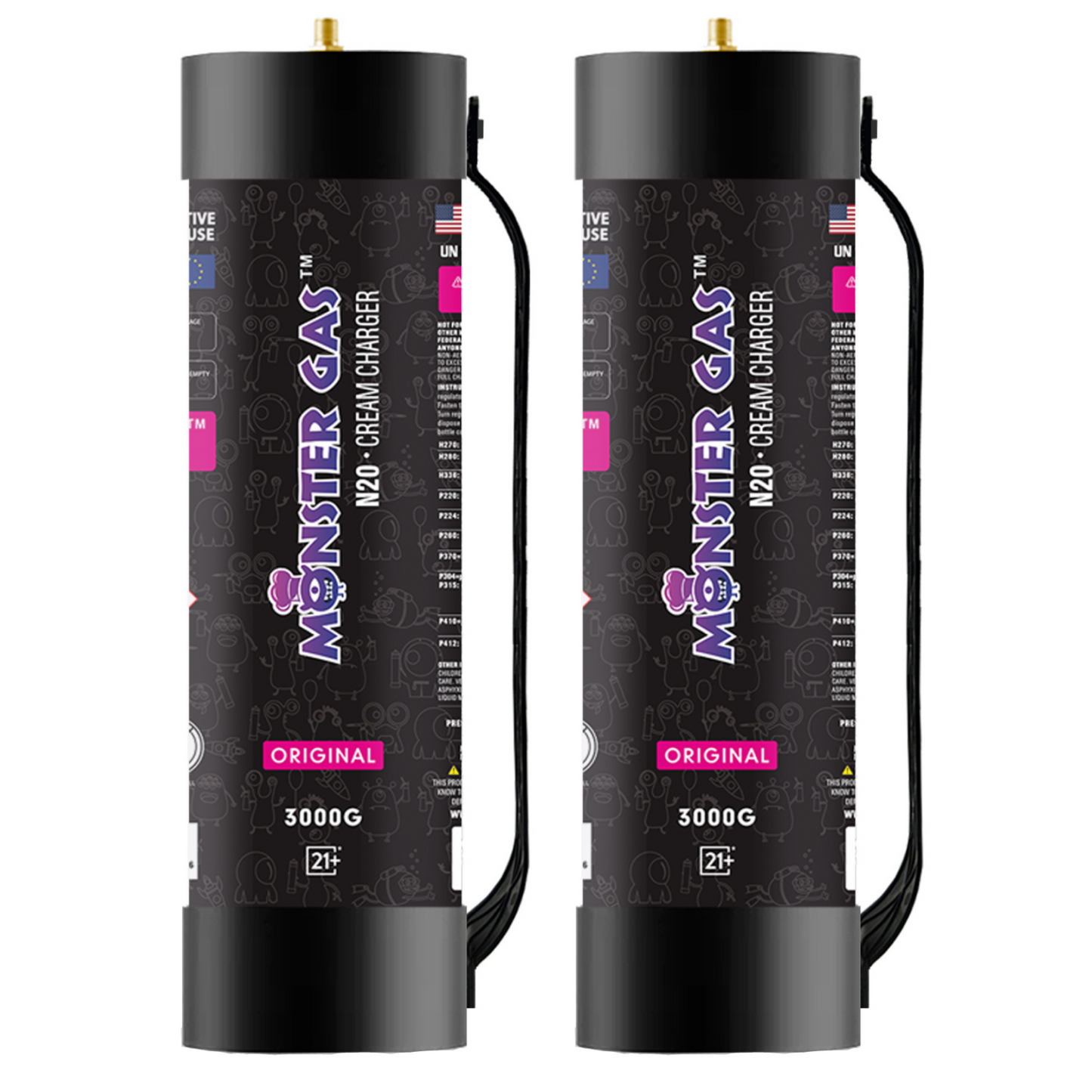 MONSTER GAS Whipped Cream Charger 3000g, N2O Nitrous Oxide Tank, 4.4L Whip Cream Charger Cylinder