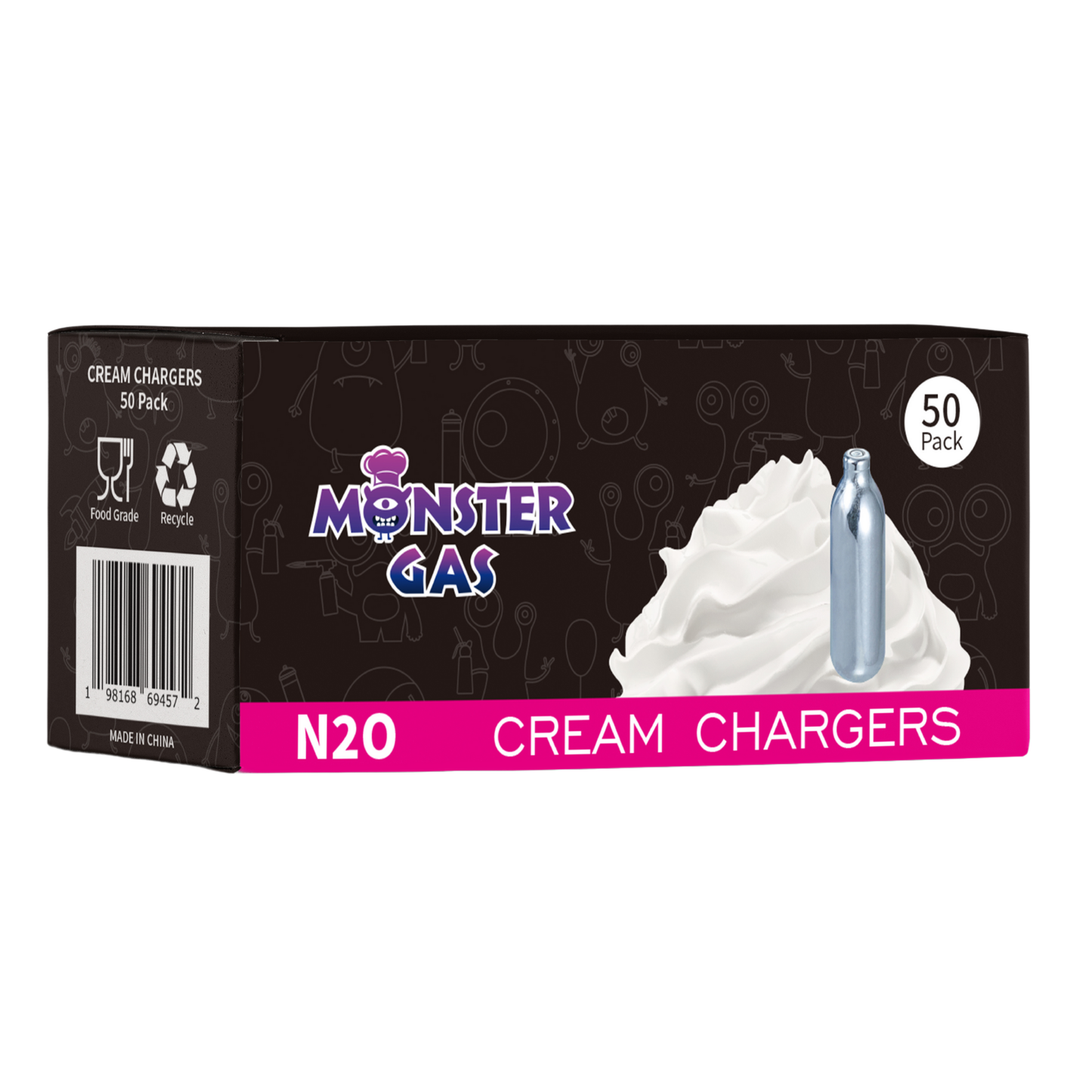 MONSTER GAS 8G N2O Whipped Cream Charger, Whip Cream Charger, Original Flavor