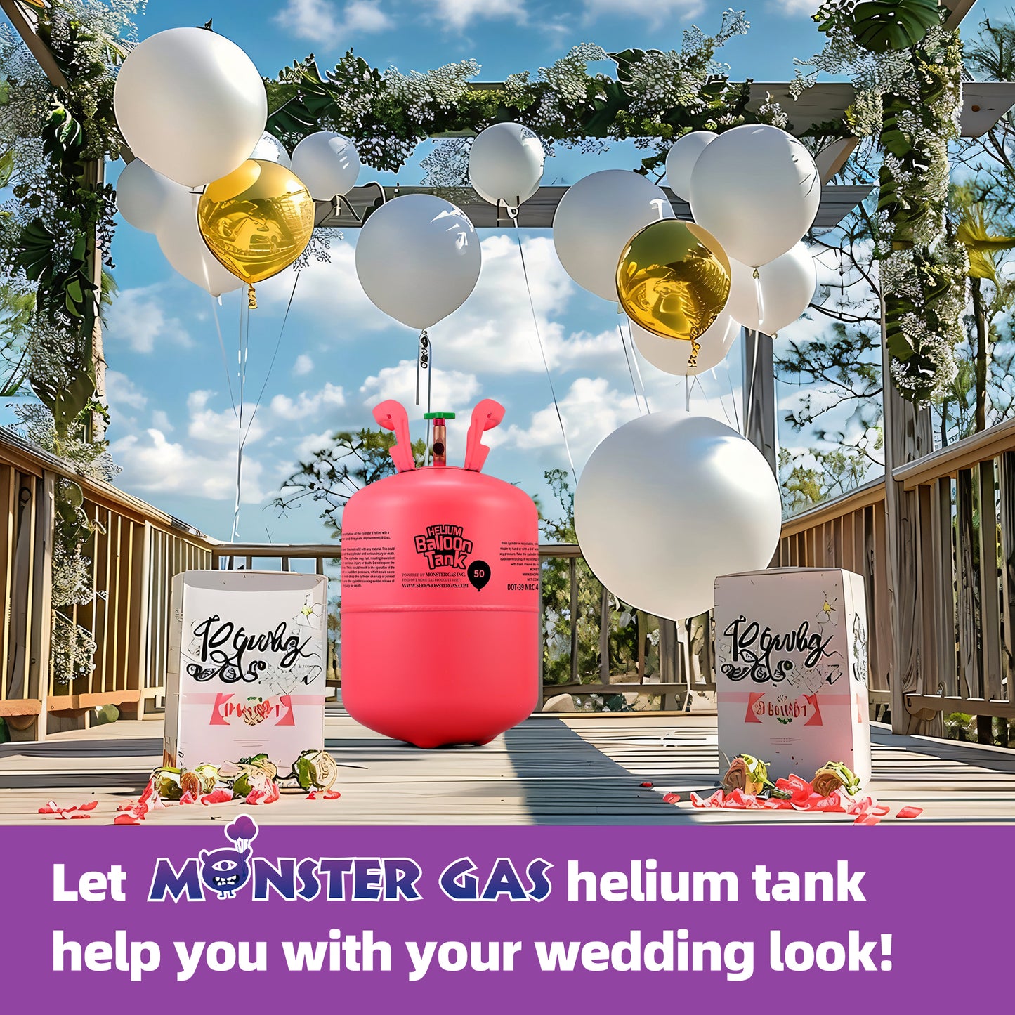 MONSTER GAS 22L Helium Tank For Balloons At Home, Balloon Helium Tank Up To 100 Latex Balloons