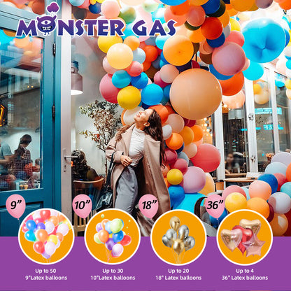 MONSTER GAS 13L Helium Tank For Balloons At Home, Balloon Helium Tank Up To 50 Latex Balloons