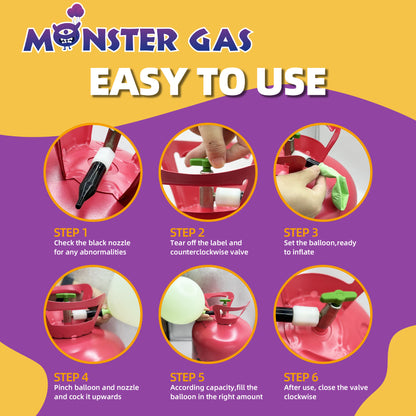 MONSTER GAS 13L Helium Tank For Balloons At Home, Balloon Helium Tank Up To 50 Latex Balloons