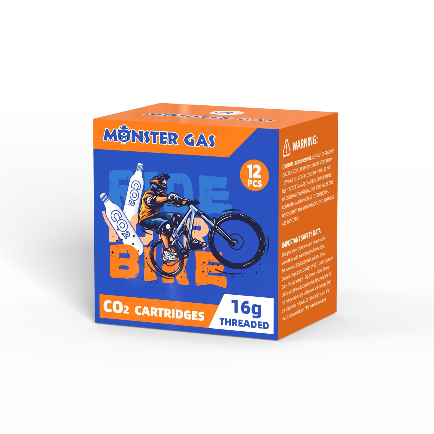 MONSTER GAS 16G CO2 CARTRIDGES FOR TIRE INFLATION- 12PCS
